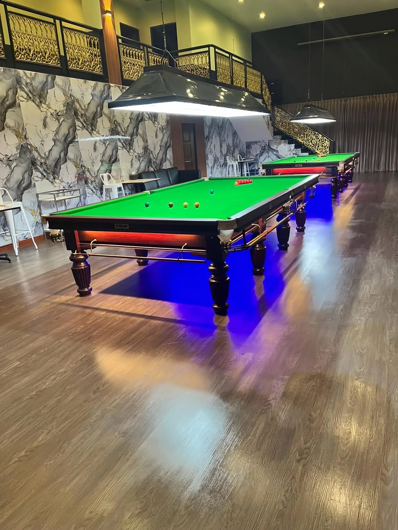 Snooker tables in the hotel's games room